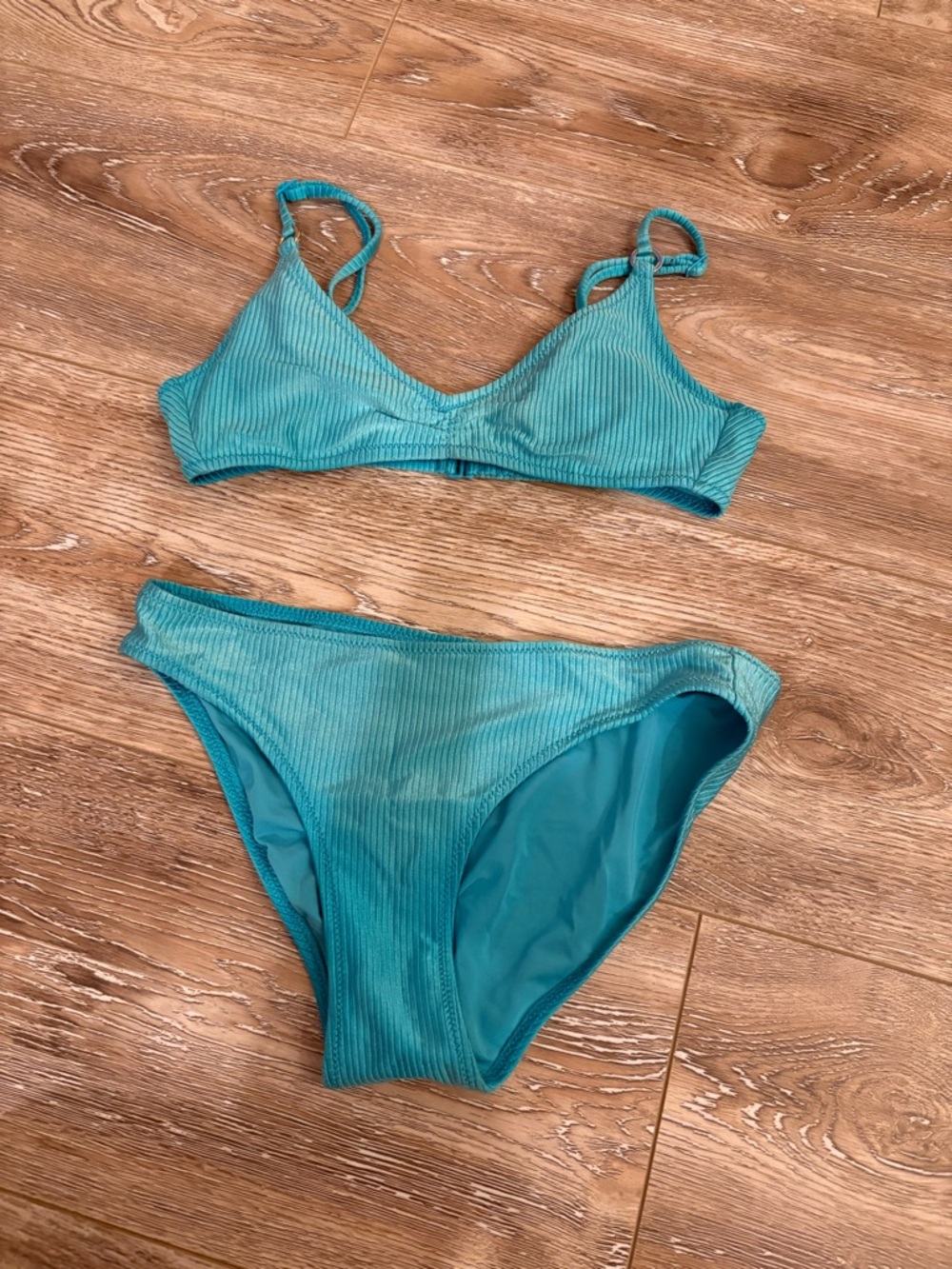 Teal Ribbed Bikini Two-Piece Swim Set - Women